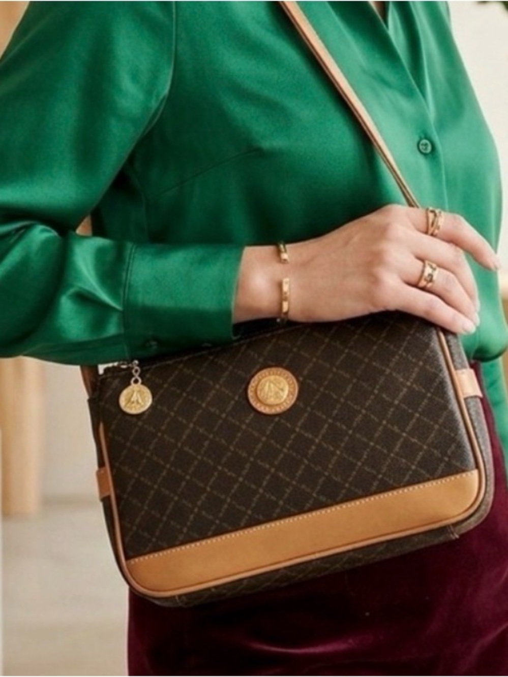 La Tour Eiffel Paris Leather Trim Handbag